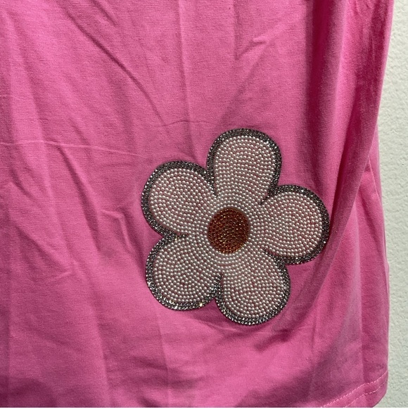 Beautiful Rhinestones Flowers Size M. MC LORENE T-Shirt. Daisies All in Perfect - Picture 6 of 9
